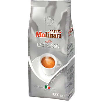 Кофе Molinari Espresso, Молинари Эспрессо, Зерно, вакуумная упаковка с клапаном 1кг.
