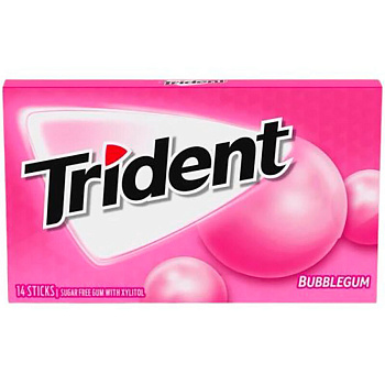 Жевательная резинка «Trident» Bubblegum Artificial Flavour, Трайдент Артифициал, 26.6г.