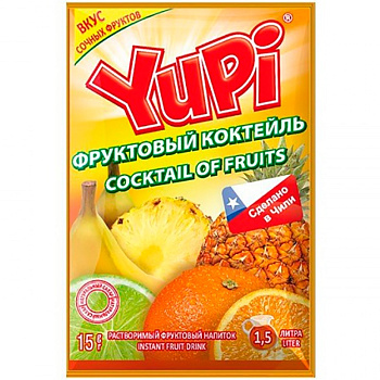 Напиток растворимый Yupi Фруктовый коктейль 15 гр, 24 шт/уп