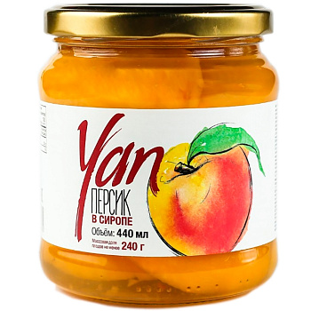 Компот «Yan» Фрукты в сиропе, Персик 0.44 литра