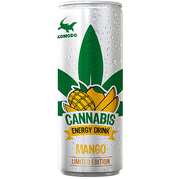 Энергетический напиток «Komodo» Cannabis Mango, Комодо Каннабис Манго 0.25л, банка