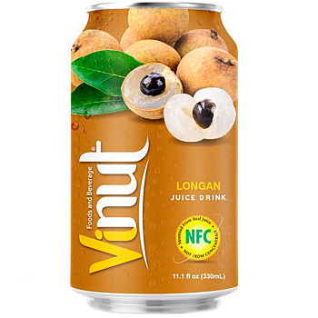Напиток сокосодержащий Vinut Longan, Винут Лонган 0,33 л, 24 шт/уп