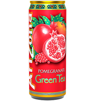 Холодный чай Arizona Green Tea Pomegranate, Зеленый Чай Гранатовый 0.5л, банка