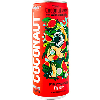 Кокосовая вода «Coconaut» with Watermelon, Коконаут из молодых кокосов с арбузным соком, 0.32л, банка