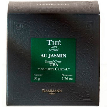 Чай зеленый ароматизированный «Dammann» Sachet Cristal The vert au Jasmin, Жасмин (пакетированный), 25x2гр Чай зеленый ароматизированный «Dammann» Sachet Cristal The vert au Jasmin, Жасмин (пакетированный), 25x2гр