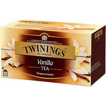 Черный чай «Twinings» Vanilla, Твинингс Ваниль (25 пакетиков) 50гр. коробка