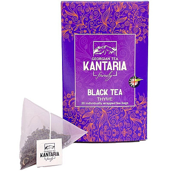 Черный чай «Kantaria» Thyme, Кантария Чабрец, 20 пирамидок, 20гр. коробка Черный чай «Kantaria» Thyme, Кантария Чабрец, 20 пирамидок, 20гр. коробка