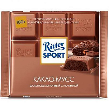 Шоколад молочный «Ritter Sport», какао мусс, 100г x 11шт.