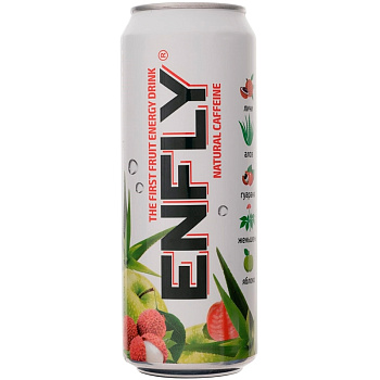 Напиток «Enfly» The First Fruit Energy Drink Natural Caffeine, Энергетический 0.45л, газ, банка
