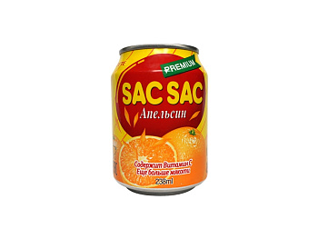 Сокосодержащий напиток с кусочками фруктов "SAC SAC" Апельсин 238мл ж/б