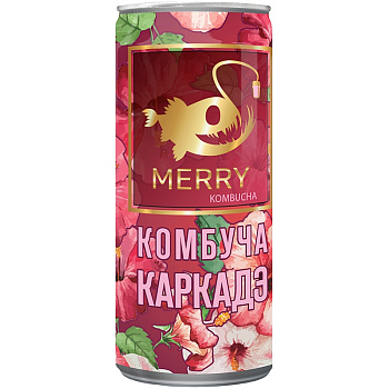 Безалкогольный Напиток Merry Kombucha, Каркадэ, 0.33л, ж/б