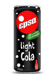 Газированный Напиток "EPSA" Кола со Стевией 330мл. Ж/Б