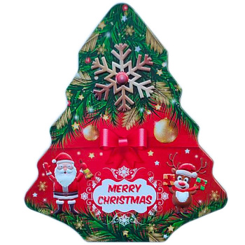 Подарок Конфеты Ассорти «Art Sweet» Merry Christmas, Арт Свиит (Елочка), 300гр, железная коробка