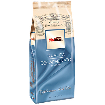 Кофе без кофеина Molinari Decaffeinato, Молинари Декафеинато, Зерно, вакуумная упаковка 500г.