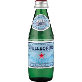 Минеральная вода с газом S.Pellegrino, Сан Пеллегрино 0.25 л, 24 шт/уп, стекло
