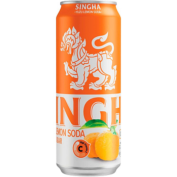 Напиток газированный «Singha» Yuzu Lemon Soda, Сингха Юдзу Лимон Сода без сахара, 0.33л, банка