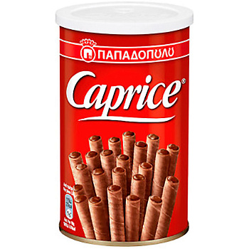 Вафельные трубочки «Caprice» Hazelnut and Cocoa Cream, Каприз Фундук, Какао Крем, 400г, банка
