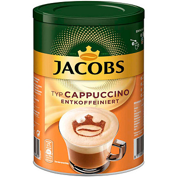 Кофе молотый «Jakobs» Typ Cappuccino Entkoffeiniert, Якобс Капучино без кофеина 220гр, банка