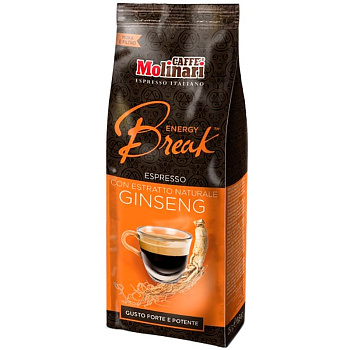 Кофе Molinari Ginseng, Молинари Женьшень, Молотый, 250г. вакуумная упаковка