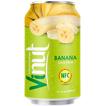 Напиток сокосодержащий Vinut Banana, Винут Банан 0,33 л, 24 шт/уп
