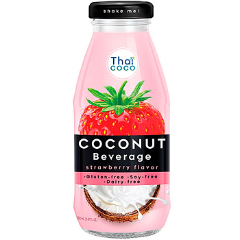 Кокосовый напиток «Thai Coco» Coconut Beverage Strawberry со вкусом Клубники 0.28л