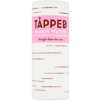 Сок березовый «Tapped» Birch Water With Bilberry & Lingonberry, с черникой и брусникой 0,25л *12шт, картонная банка