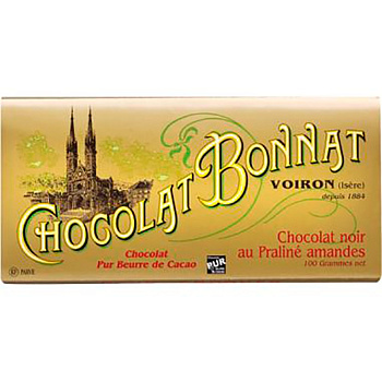 Шоколад темный «Bonnat» Noir Au Praline Amandes (Серия: Praline), 100гр