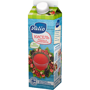Кисель Valio Ревень и Смородина без сахара,0%,0,95л