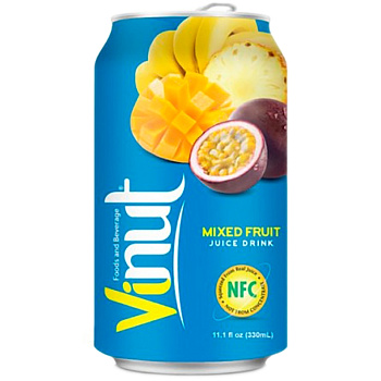 Напиток сокосодержащий Vinut Mixed Fruit, Винут Мультифрукт 0,33 л, 24 шт/уп