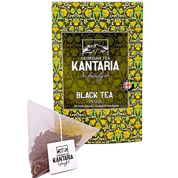 Черный чай «Kantaria» Feijoa, Кантария Фейхоа, 20 пирамидок, 20гр. коробка