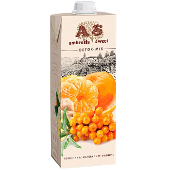 Детокс сок «Ambrosia Sweet» Облепиха, Мандарин, Имбирь 1л, tetra pak