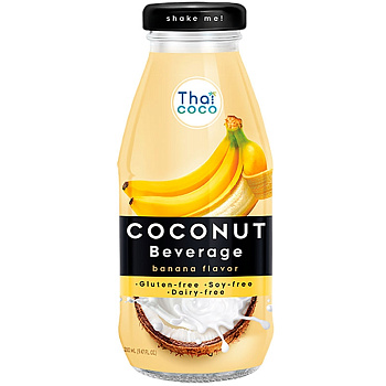 Кокосовый напиток «Thai Coco» Coconut Beverage Bottle Banana со вкусом Банана 0.28л