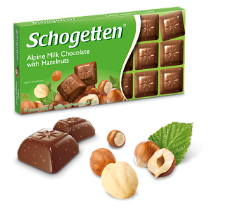 Schogetten Шоколад Alpine Milk with Hazelnuts 100 гр, 15 шт/уп
