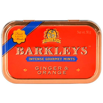 Леденцы «Barkleys» Mints Ginger and Orange, Барклайс Имбирь, Апельсин, 50гр.