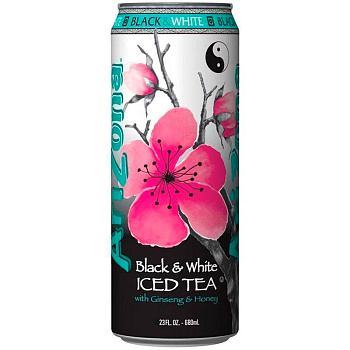 Холодный чай Arizona Iced Tea Black and White, Блэк энд Вайт, 0.65л, банка
