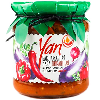 Икра баклажановая  острая «Yan» 0.45 литра