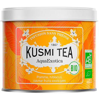 Kusmi tea фруктовый листовой чай "AquaExotica" (BIO, Organic Tea), банка 100гр