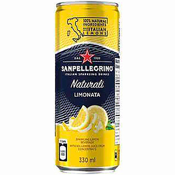 Сокосодержащий напиток S.Pellegrino Limonata Naturali, С.Пеллегрино Лимонный банка 0,33 л, 24 шт/уп