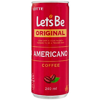 Кофейный Напиток «Lotte» Let's be Original Americano Cofee, Лотте Летс Би Ориджинал Американо 240мл ж/б