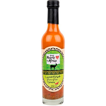 Соусы «Great Hearts of Africa» Lemon & Herb Piri-Piri Sauce, Греат Хеартс Африка с лимоном, перцем пири пири, травы (острота 3/10), 250мл, стекло