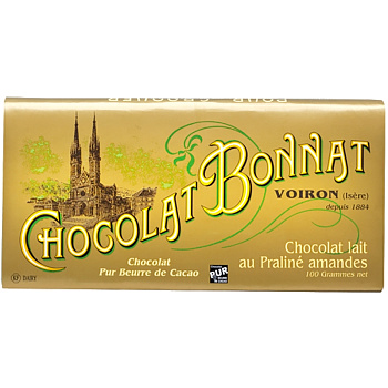 Шоколад молочный «Bonnat» Lait Au Praline Amandes (Серия: Praline), 100гр