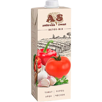 Детокс сок «Ambrosia Sweet» Томат, Хрен, Перец, Чеснок 1л, tetra pak