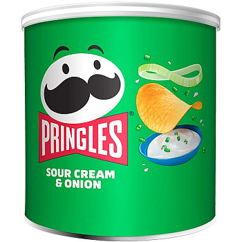 Чипсы «Pringles» Sour Cream & Onion, Принглс Сметана и Лук 40г, банка