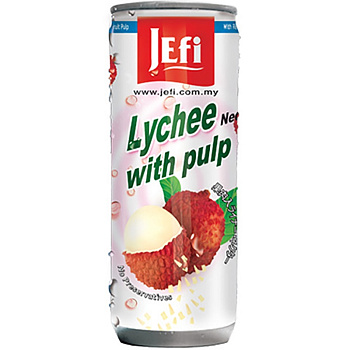 Jefi Lychee with Pulp Напиток с кусочками Личи с кусочками Алоэ Вера 240мл ж/б