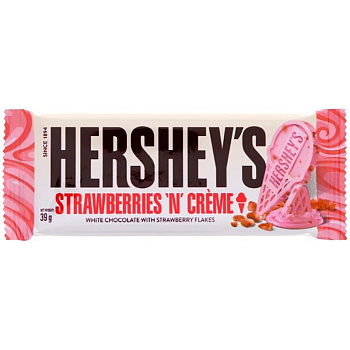 Шоколад «Hersheys», Strawberries n creme, Хершис Клубника, 39гр.
