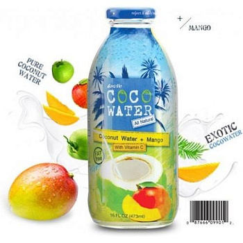 CocoWater КОКОСОВАЯ ВОДА с соком манго 250мл стекло