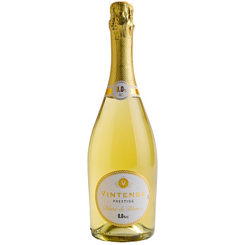 Безалкогольное белое сухое игристое вино «Vintense» Prestige Blanc De Blancs, 0.75л