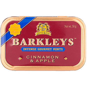 Леденцы «Barkleys» Mints Cinnamon and Apple, Барклайс Корица, Яблоко, 50гр.