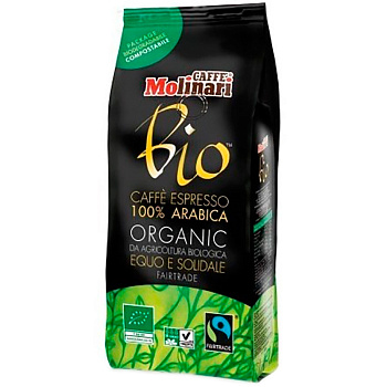 Кофе Molinari Arabica Organic 100%, Био Органик Арабика, Зерно, 500гр.