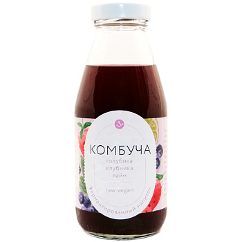 Напиток «Зеленая компания» Комбуча Голубика - Клубника, 0.3л, стекло